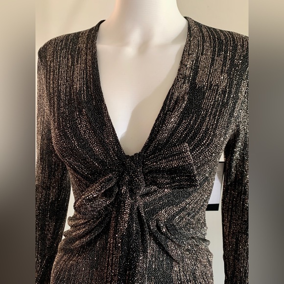 NWT Marciano Alyssa Glitter Maxi Dress in Black and Silver - Picture 3 of 9